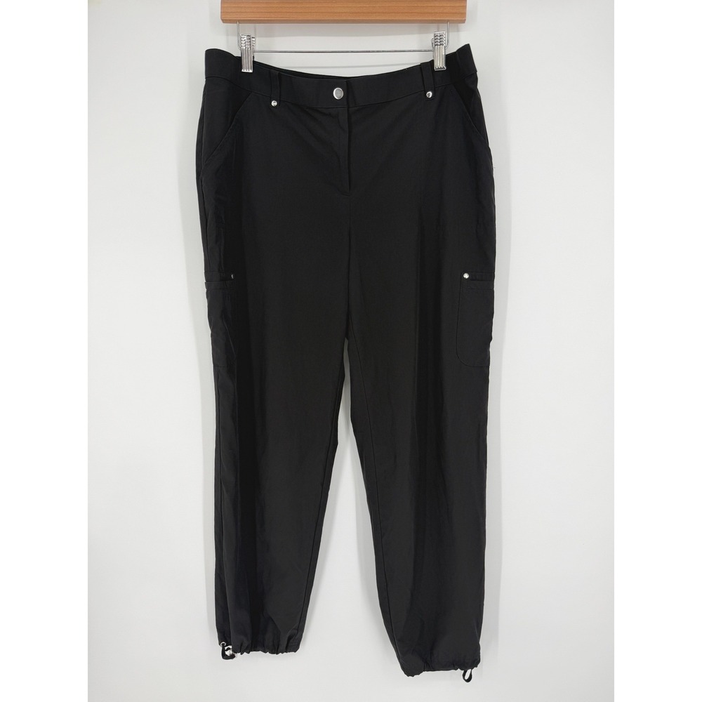 Zenergy by Chicos Black Cargo Lightweight Ankle Pants Sz 1.5 Short M-10 Stretch